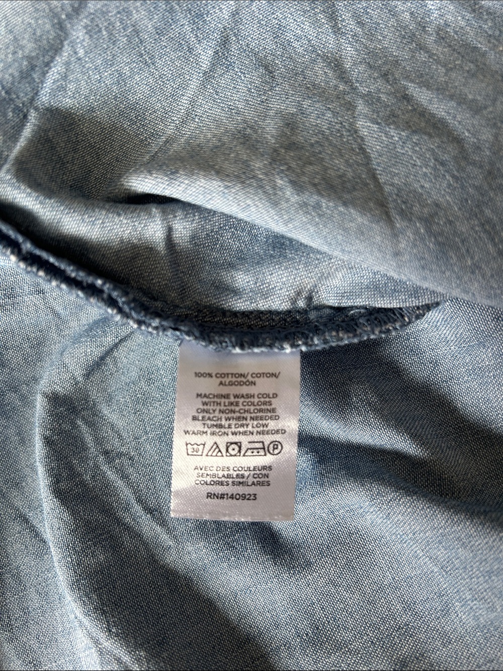 LOFT Light Denim Ruffle-Front Blouse - Picture 5 of 5